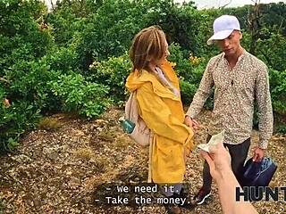 Hunt4k. naked stranger's nice BOOBS lead to forest FUCK