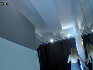 petite blonde flashes shaved pussy in casting fun