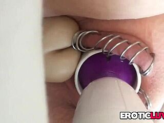 hey horny babe 😈 toys her pierced pussy so deep! 🔥💦