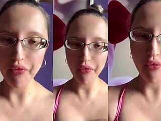 Asmr chewing fetish with huge food glasses tall fun 😋🍆🔊