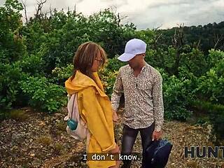 Hunt4k. naked stranger's nice BOOBS lead to forest FUCK