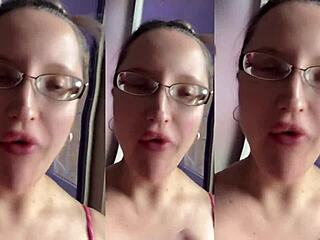 Asmr chewing fetish with huge food glasses tall fun 😋🍆🔊