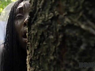 bride4k. interracial black bull fucks wet pussy bride forest outdoor wedding