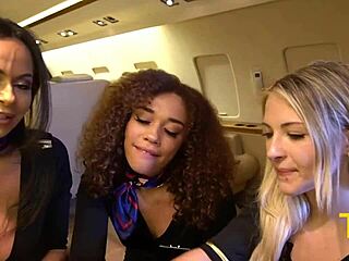 Teddy Tarantino's triple blowjob from horny flight attendants Kiki and Emma