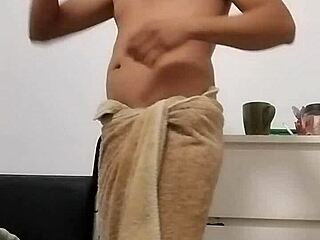 sexy office guy jerks monster big cock cums hard chair solo