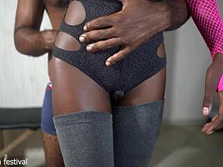 dark skinned beauty with perfect body caught making sexy video by older man