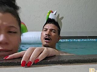 ninfomaniac pornstar fucks huge cock poolside during shoot break!