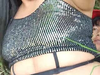 fucking outdoors ends with explosive pussy squirt