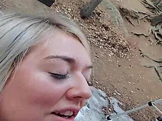 public outdoor doggystyle fucking ends with massive facial cumshot