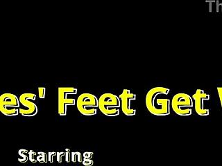 giggles' sandy bare feet tickled on beach