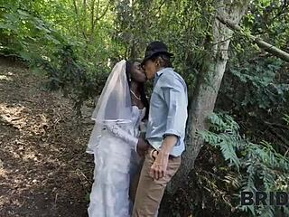 bride4k. interracial black bull fucks wet pussy bride forest outdoor wedding