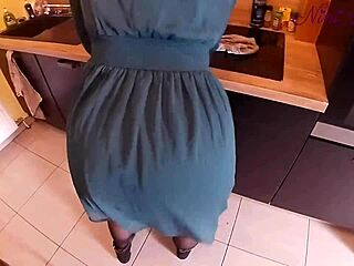 generous big panty milf bends over kitchen for huge cock pounding