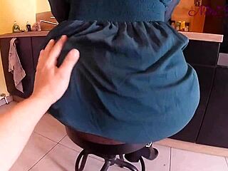 generous big panty milf bends over kitchen for huge cock pounding