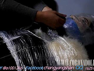 Self-Bondage Fuck Doll Wrapped in Leather Nylon Head Plastic!