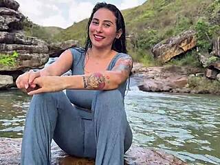 Argentinian amateur fucks stranger for cash by the river pov