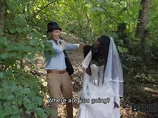 bride4k. interracial black bull fucks wet pussy bride forest outdoor wedding