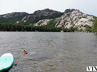 gorgeous redhead audrey reid teases licks rides outdoors