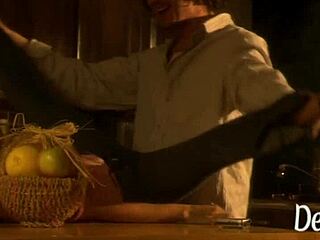 Skinny blonde milf pounded hardcore pussy licking action