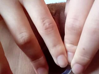 gently parting my smooth asian pussy for teasing dildo insertion play