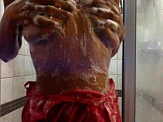 ginger milf soaks pink lace panties in steamy shower play umm wet..