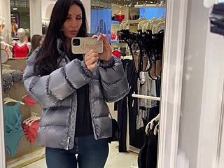 trying on sexy underwear in the changing room while masturbating 😏 homemade fun