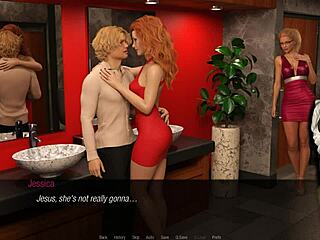 jessica oneil's stockings upskirt tease turns into hard office blowjob