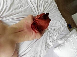 Busty redhead teases deepthroats rough creampie publicly