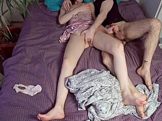 Morning handjob wakes hubby for 69 mutual masturbation fun