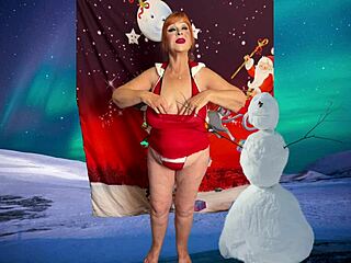 Mature Carmen Claus elf cosplay dildo playtime delight