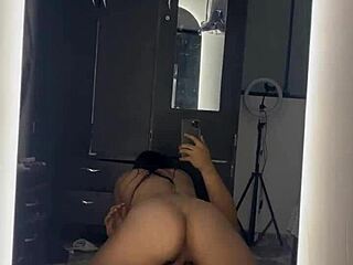 curvy latina neighbor fucks hard in front of mirror homemade