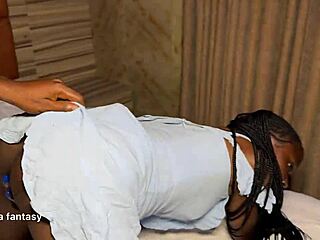 this maid's tight pussy rides black monster cock perfectly