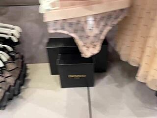trying on sexy underwear in the changing room while masturbating 😏 homemade fun