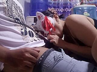 pinay teen deepthroats big cock first time blowjob