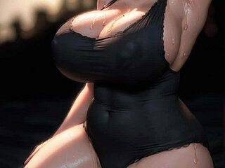 AI generated big-tits model beauty poses sexy