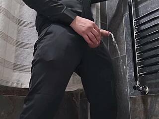 Elegant gown hides throbbing cock's dirty handjob moans