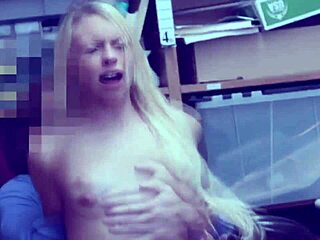 petite young shoplifter thrilled by manager's hidden cam uniform play