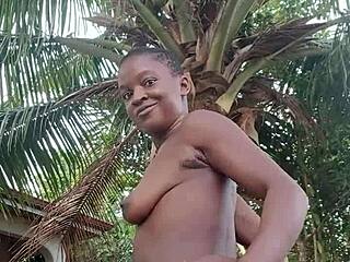 crazy bitch strips teasing stepdad outdoors at mansion 🔥