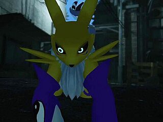 renamon's furry pussy pounded hard in public outdoors