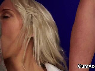 hot babe takes massive facial and swallows every drop