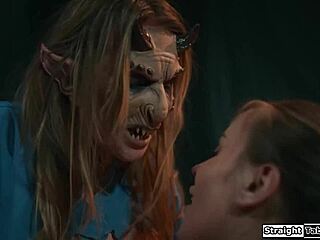 Cock hungry petite slut waits in basement for monster threesome