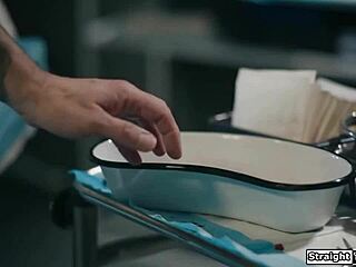 Cock hungry petite slut waits in basement for monster threesome