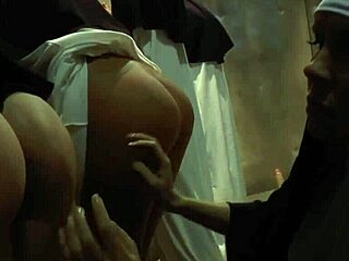 curvy lesbian nun probes round ass with eager fingers