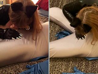 granny catwoman gags deep on batman thick cock