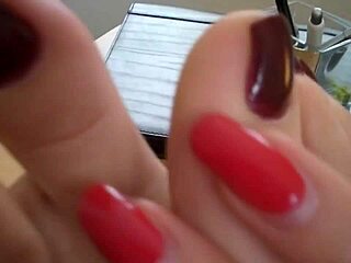 office babe shows off high heels then bare feet tease huh