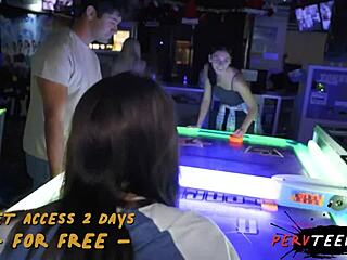 who sneaks under table for girlfriend's mom's hot blowjob?