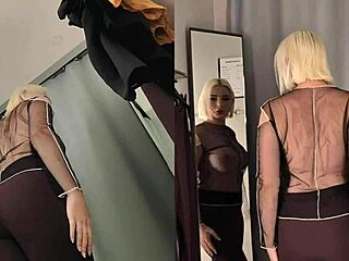 spy on this panty-less babe's pussy in the fitting room