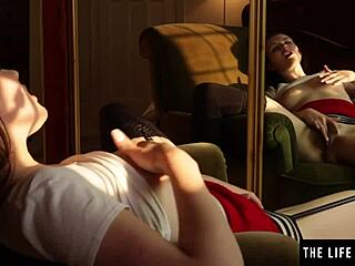 black garter teen masturbates hairy clit no panties