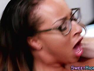 ebony coed teen takes hardcore facial in uniform high definition