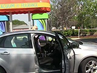 who needs clothes when flashing wet shaved pussy in public? 😈