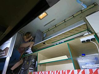 SEXY HOSTESS IN MINISKIRT LETS ME LICK HER WET SHAVED PUSSY!